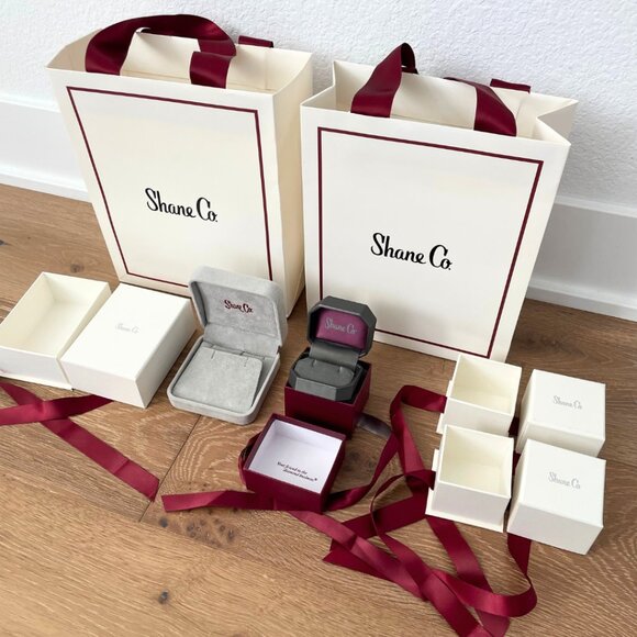 Shane Co Empty Jewelry Gift Box Paper Bags Ribbon Earring Bracelet Ring Cases - Picture 4 of 11